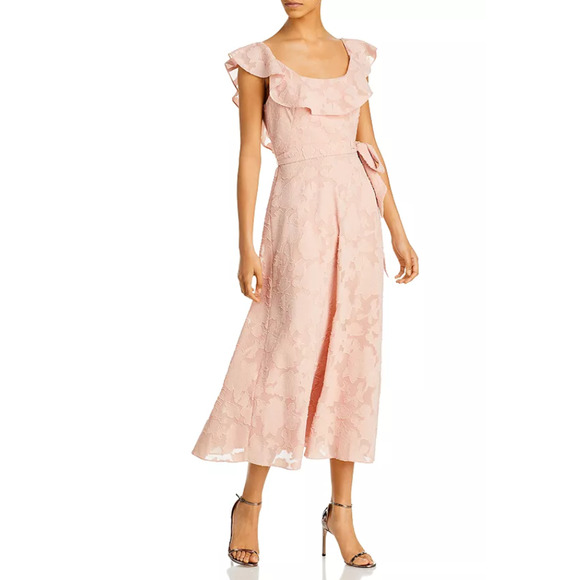 Aqua Textured Floral Midi Dress Rose Dawn Size 12 2776
